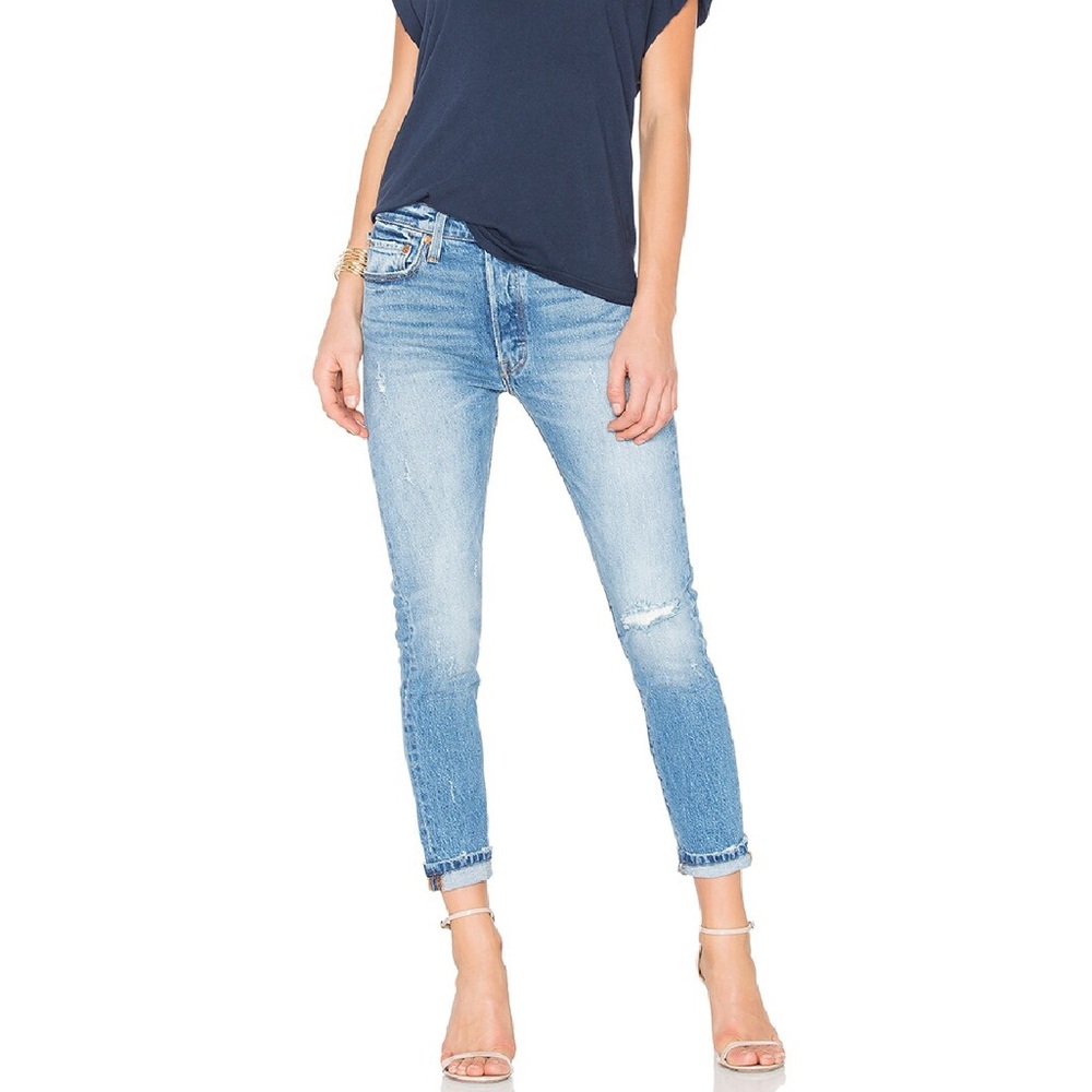 Levi's® Premium 501® SKINNY WOMEN'S JEANS Button Fly Distressed Size 28” x 30”